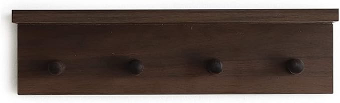 Entrance Coat Rack ，Coat Hooks, Wall-Mounted Wooden Hook Rack, Wall-Mounted Shelves are Very Suitable (Walnut Colored Finish-1)