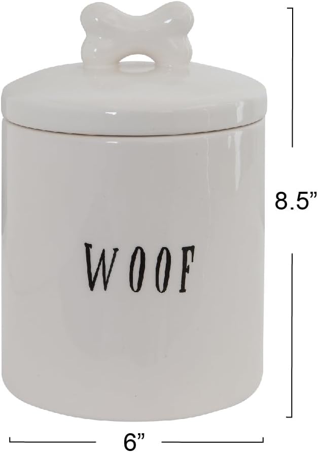 Creative Co-Op Woof Jar with Bone Handle on Lid