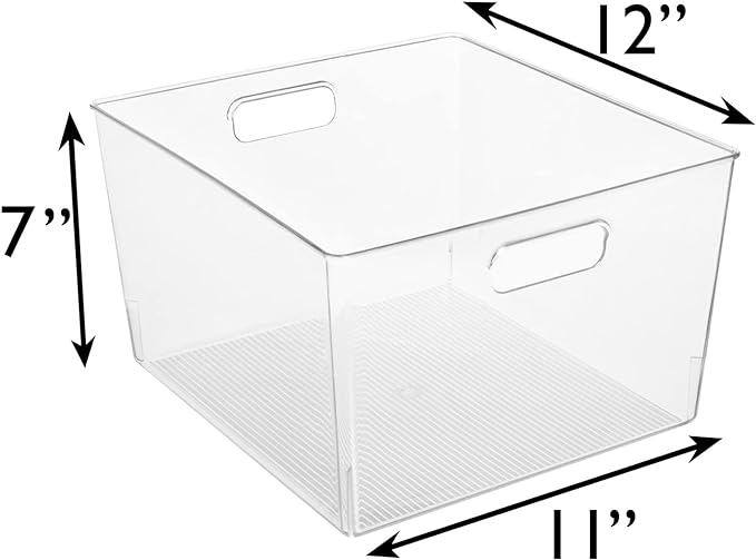 ClearSpace Clear Plastic Storage Bins – XL 6 Pack Perfect Kitchen or Pantry Organization Fridge Organizer and Storage Bins, Cabinet Organizers