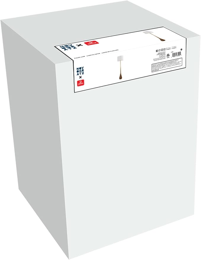 GLOBE Electric Novogratz x Harrington 65" Floor Lamp, 2-Tone Faux Wood Base, White Fabric Shade, Socket Rotary Switch 67225