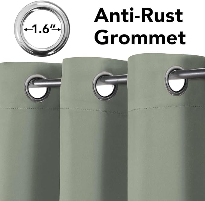 H.VERSAILTEX Room Darkening Curtains for Living Room Light Reducing Thermal Insulated Window Treatment Panels/Drapes Grommet Top 2 Panels Sea Grass - 52 x 96 Inches