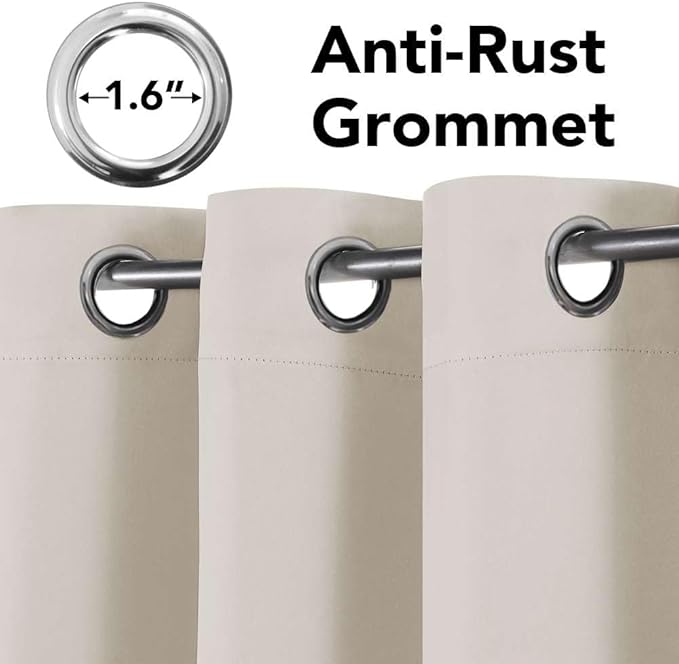 H.VERSAILTEX Room Darkening Curtains for Living Room Light Reducing Thermal Insulated Window Treatment Panels/Drapes Grommet Top 2 Panels (Ivory - 42 x 63 Inches)