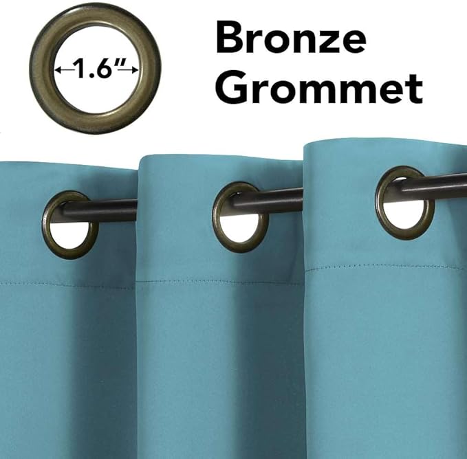 H.VERSAILTEX Blackout Curtains for Bedroom Living Room Thermal Insulated Drapes Innovated Microfiber Window Panels Drapes, Grommet Top, 52 by 96 - Inch -Set of 2 - Aqua