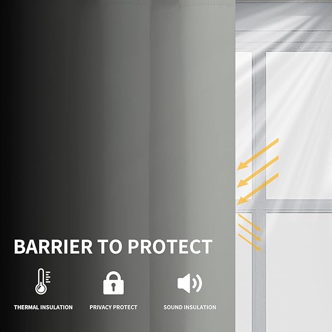 Easy-Going Blackout Curtains for Bedroom, Solid Thermal Insulated Grommet and Noise Reduction Window Drapes, Room Darkening Curtains for Living Room, 2 Panels(52x63 in, Greyish White)