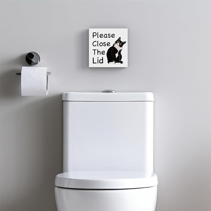 Funny Bathroom Decor, Funny Bathroom Wall Art, Black and White Bathroom Decor, Boho Bathroom Decor, Bathroom Decor for Shelves, Wooden Box Decor Sign for Home Farmhouse Living Room Table Shelf