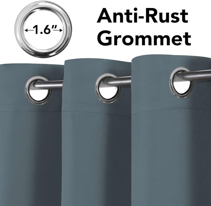 H.VERSAILTEX Blackout Curtains for Bedroom Thermal Insulated Room Darkening Living Room Curtains 72 Inch Long Grommet Privacy Protection Window Curtain Panels/Drapes for Nursery, 2 Panels,Stone Blue