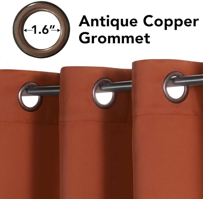 H.VERSAILTEX Solid Thermal Insulated Grommet Blackout Window Curtain Panels for Nursery & Infant Care - Orange - 52" W x 72" L - Set of 2 Panels