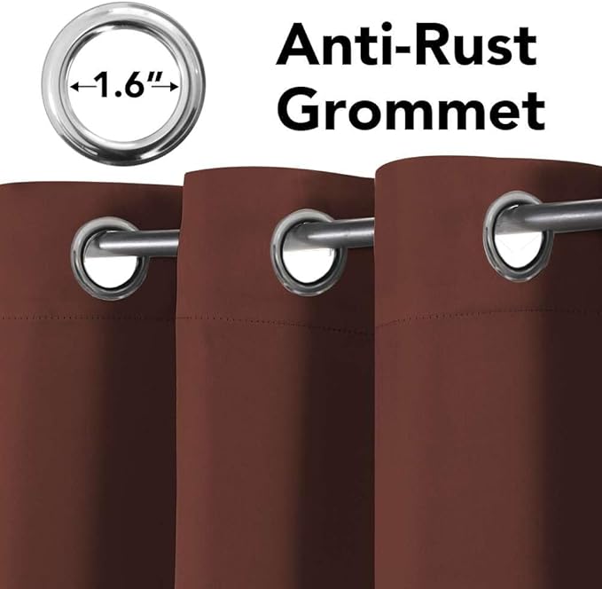 H.VERSAILTEX Ultra Soft Microfiber Thermal Insulated Antique Copper Grommet Blackout Curtains/Window Treatment Draperies 52 by 72 - Inch for Living Room/Bedroom, Set of 2 - Rust