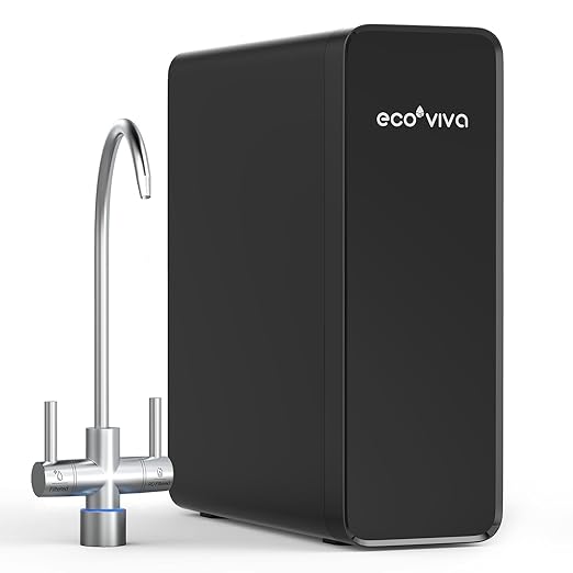 Ecoviva Under Sink Reverse Osmosis System, 8-Stage Water Filtration System, 600 GPD Water Purifier, Fast Dispense, 2.5:1 Pure to Drain, Easy Installation, Reduce PFAS, NSF/ANSI 58 Certified
