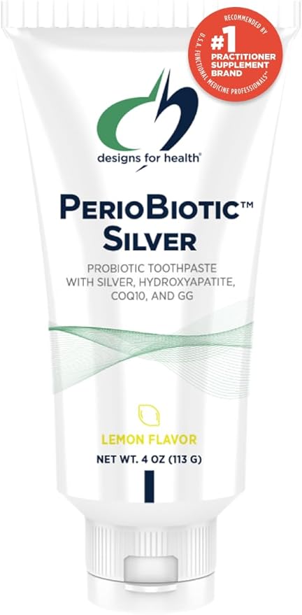 Designs for Health PerioBiotic Silver Hydroxyapatite Toothpaste - Fluoride Free Toothpaste with Oral Probiotics with Whitening Hydroxyapatite - Supports Gum Health & Remineralization (4oz Lemon)