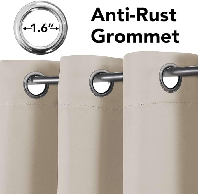 H.VERSAILTEX Thermal Insulated Blackout Window Panels Microfiber Formaldehyde-Free Kids Curtains for Holiday Season Home Decoration,Grommet Top,52 by 96 - Inch - Natural - Set of 2