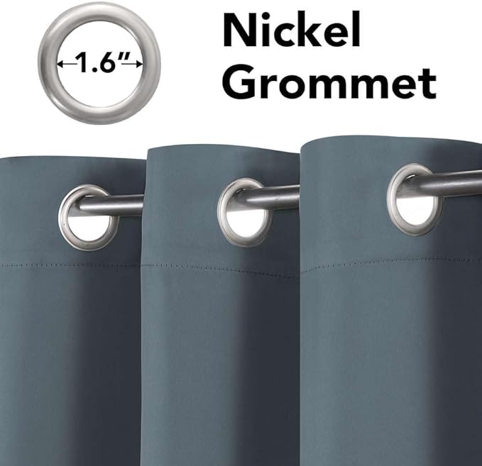 H.VERSAILTEX Elegant Thermal Insulated Blackout Curtains - Nickel Grommet Window Drapes for Living Room/Bedroom - Stone Blue - 52" W x 72" L - (Set of 2 Panels)