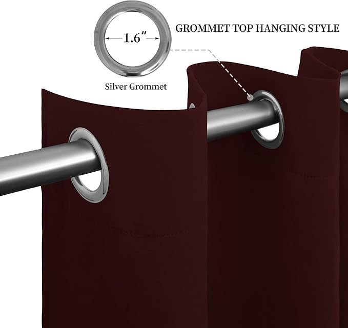 Easy-Going Blackout Curtains for Bedroom, Solid Thermal Insulated Grommet and Noise Reduction Window Drapes, Room Darkening Curtains for Living Room, 2 Panels (52x84 in,Wine)