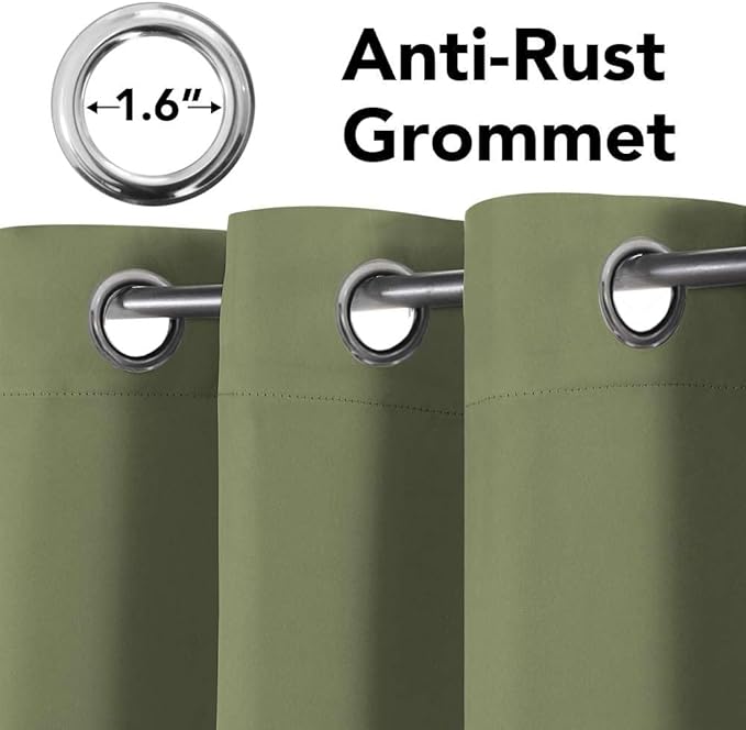 H.VERSAILTEX Blackout Curtains for Bedroom Thermal Insulated Room Darkening Living Room Curtains 84 Inch Long Grommet Privacy Protection Window Curtain Panels/Drapes for Nursery, 2 Panels, Sage