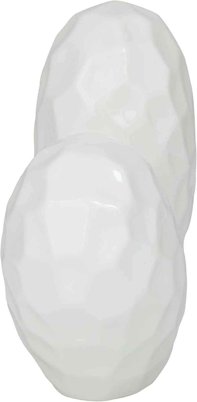 Deco 79 Porcelain Ceramic Heart Decorative Sculpture Dimensional Angled Origami Inspired Home Decor Statue, Accent Figurine 8" x 3" x 8", White