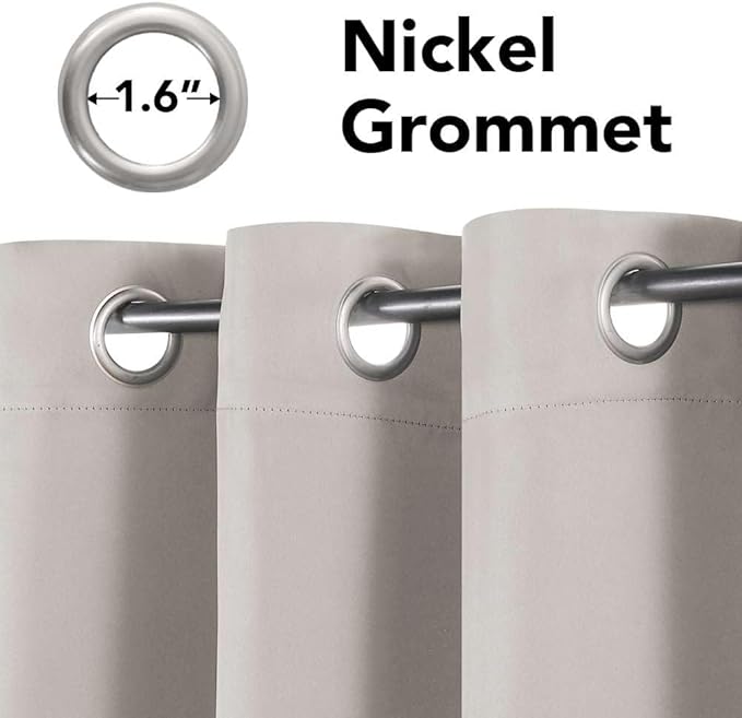 H.VERSAILTEX Premium Blackout Thermal Insulated Room Darkening Curtains for Bedroom/Living Room - Classic Grommet Top (2 Panels, Stone, 52 Inch by 72 Inch)