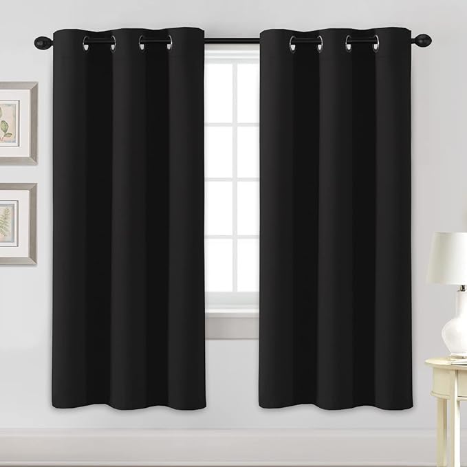 H.VERSAILTEX Blackout Curtains for Bedroom Thermal Insulated Room Darkening Living Room Curtains 72 Inch Long Grommet Privacy Protection Window Curtain Panels/Drapes for Nursery, 2 Panels,Jet Black