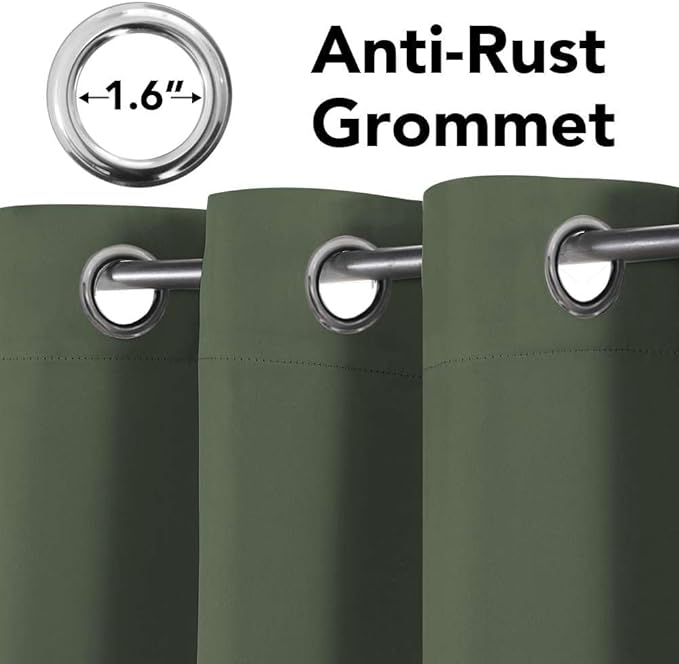 H.VERSAILTEX Premium Blackout Thermal Insulated Room Darkening Curtains for Bedroom/Living Room - Classic Grommet Top (2 Panels, Bronze Green, 52 Inch by 96 Inch)