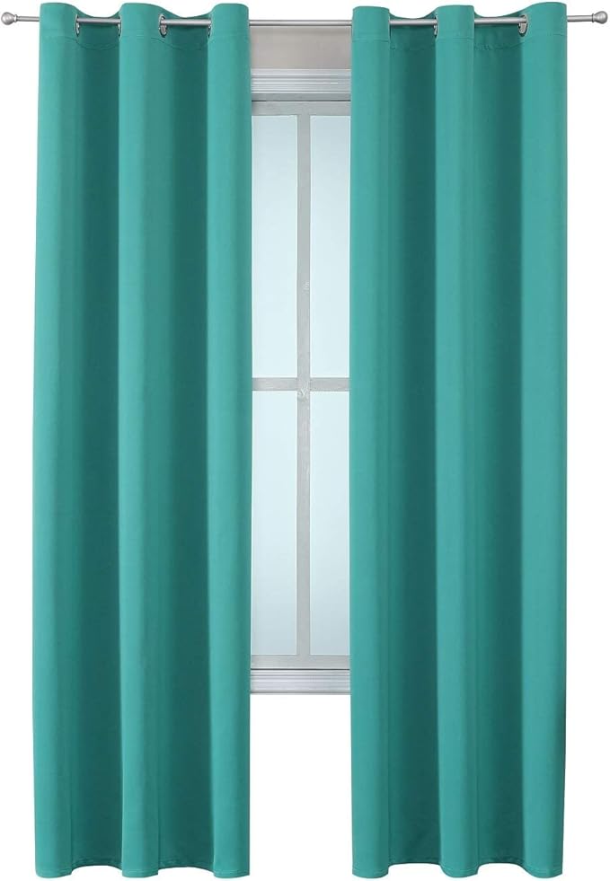 ChrisDowa Grommet Room Darkening Curtains for Bedroom and Living Room - 2 Panels Set Thermal Insulated Blackout Curtains (Teal, 42W x 84L)