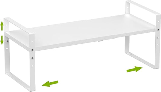 Expandable,Stackable Spice Rack,Seasoning Organizer and Storage,Spices Jar Racks for Cabinet,Countertop, Metal Pantry, Cupboard,Laundry Storages,Heavy Duty(1 Pack/Large/White)