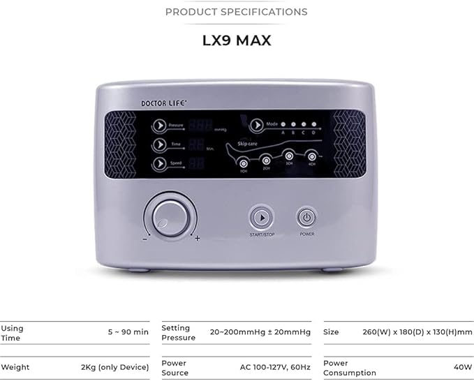 DOCTOR LIFE LX9max - Sequential Air Compression Recovery System : Device + Legs (XL) + Carry Bag, FSA-HSA Approved