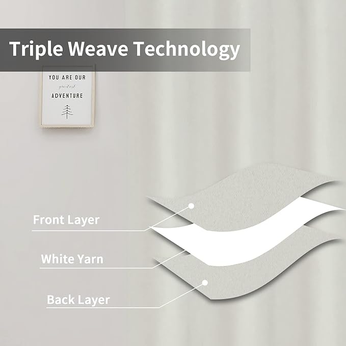 Easy-Going Blackout Curtains for Bedroom, Solid Thermal Insulated Grommet and Noise Reduction Window Drapes, Room Darkening Curtains for Living Room, 2 Panels(46x84 in, Ivory)