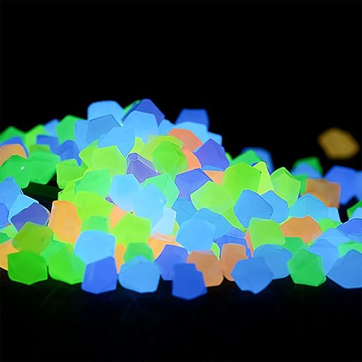 Glow in The Dark Rocks, 500PCS Fairy Garden Decorations Stones, Outdoor Decor for Mixd Color Luminous Pebble Stones for Plants/Backyard/Aquarium (1, Mixd, 500)