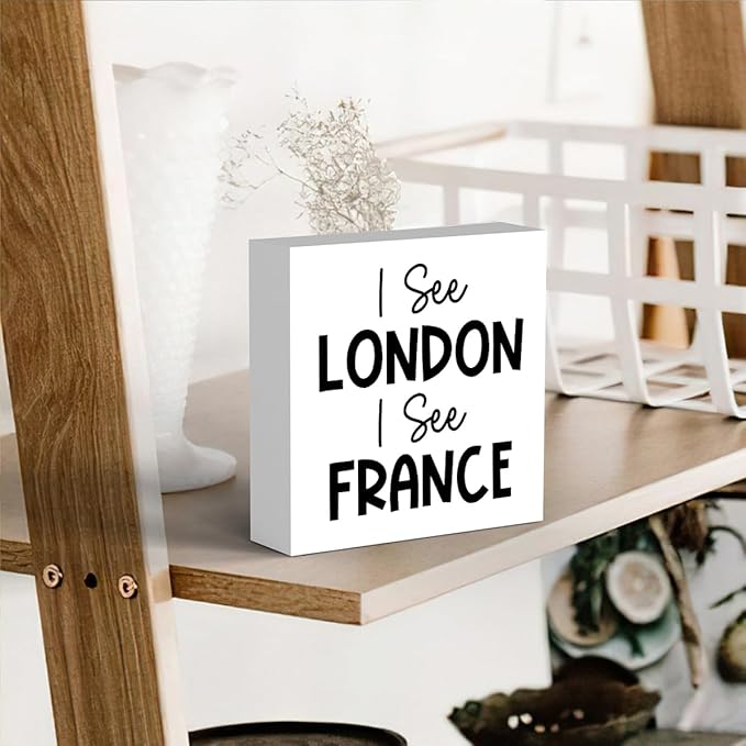 Funny Bathroom Decor, Funny Bathroom Wall Art, Black and White Bathroom Decor, Cute Bathroom Decor, Bathroom Decor for Shelves, Wooden Box Decor Sign for Home Farmhouse Office Living Room Desk Table