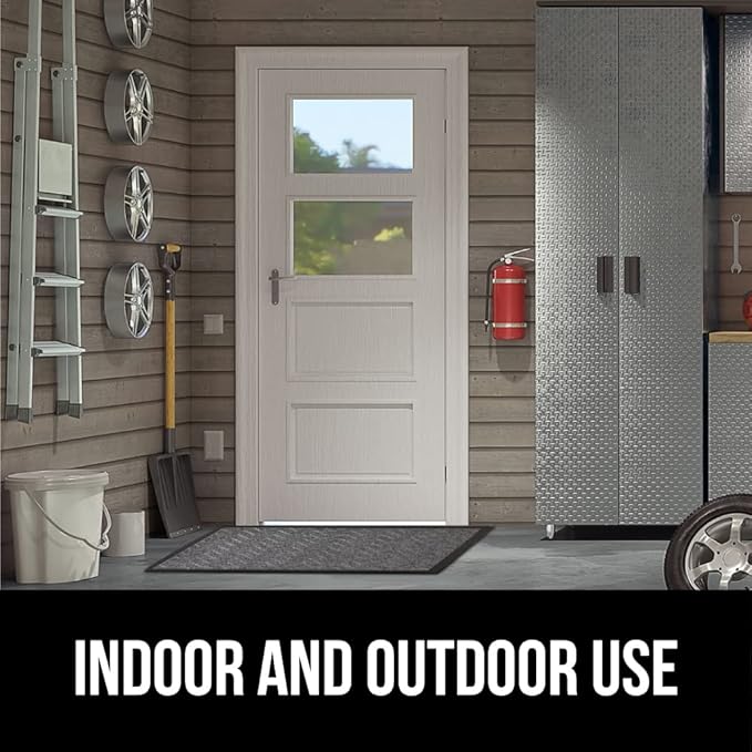 GORILLA GRIP 100% Waterproof All-Season WeatherMax Doormat, 60x24, US Designed Natural Rubber, Stain and Fade Resistant, Low Profile Indoor Outdoor Door Mats, Easy Clean Patio Mat, Steel Chevron