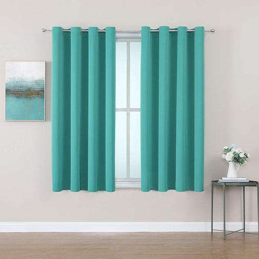 ChrisDowa Grommet Room Darkening Curtains for Bedroom and Living Room - 2 Panels Set Thermal Insulated Blackout Curtains (Teal, 52W x 54L)