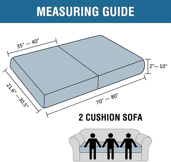 H.VERSAILTEX Super Stretch Individual Seat Sofa Covers Couch Slipcover Sets Thick Jacquard Textured Twill Fabric (2 Piece Large Sofa Cushion Covers, Sand)