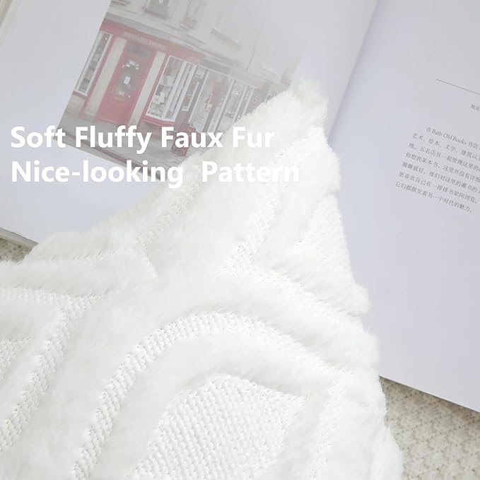 decorUhome Throw Pillow Covers 12x20 Inch Set of 2, Soft Plush Decorative Faux Fur Cream Beige Solid Couch Pillow Covers, Accent Farmhouse Neutral Lumbar Euro Pillow Cases for Sofa Bed Living Room