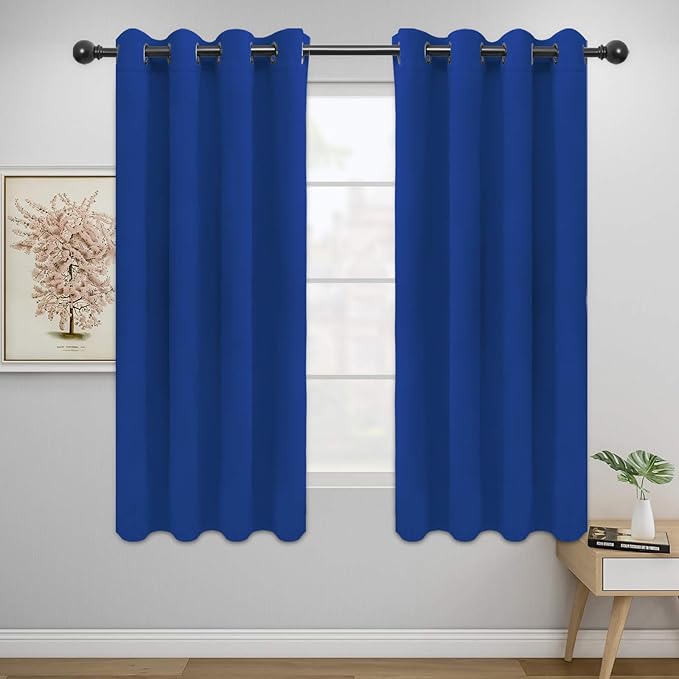 Easy-Going Blackout Curtains for Bedroom, Solid Thermal Insulated Grommet and Noise Reduction Window Drapes, Room Darkening Curtains for Living Room, 2 Panels (52x63 in,Classic Blue)
