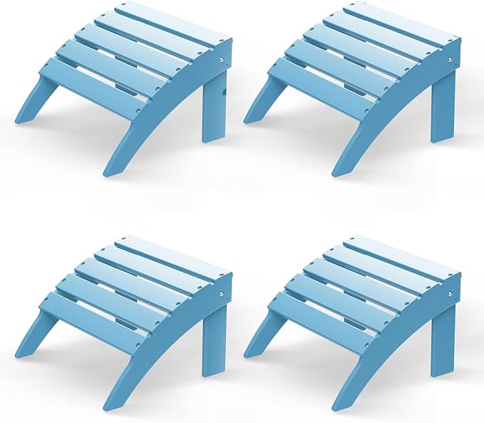 GREENVINES Adirondack-Ottoman | Set of 4 | HDPE Plastic | Outdoor Footrest | All Weather | Foot Rest | Foot Stool | Arctic | for Adirondack Chair | for Patio Backyard Pool
