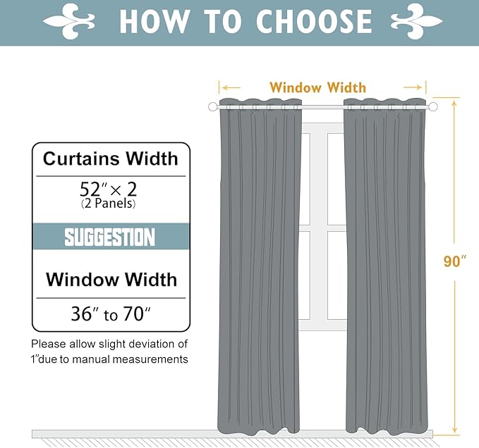 ChrisDowa Blackout Curtains 90 Inches Long 2 Panels Set for Living Room, Grommet Thermal Insulated Room Darkening Curtains for Bedroom (Dark Grey, 52 x 90 Inch)