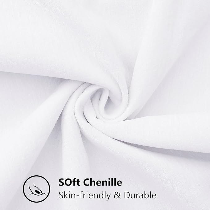 decorUhome Chenille Soft Throw Pillow Covers 18x18 Set of 2, Farmhouse Velvet Neutral Decorative Euro Pillow Covers with Stitched Edge for Couch Sofa Bed Home Decor, White