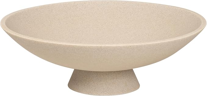 Decorative fruit bowl for Home Decor Large Modern Handicraft Key Bowl for Entryway Table Stylish Centerpiece Purse Bowl Pedestal bowl for Kitchen Counter Coffee Table(Artificial Stone Beige)