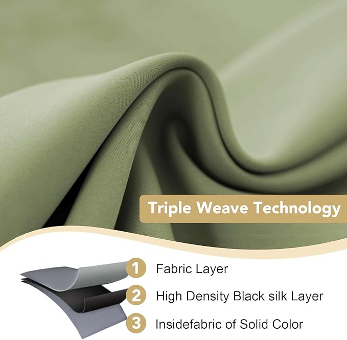 H.VERSAILTEX Premium Blackout Thermal Insulated Room Darkening Curtains for Bedroom/Living Room - Classic Grommet Top (2 Panels, Sage, 52 Inch by 96 Inch)