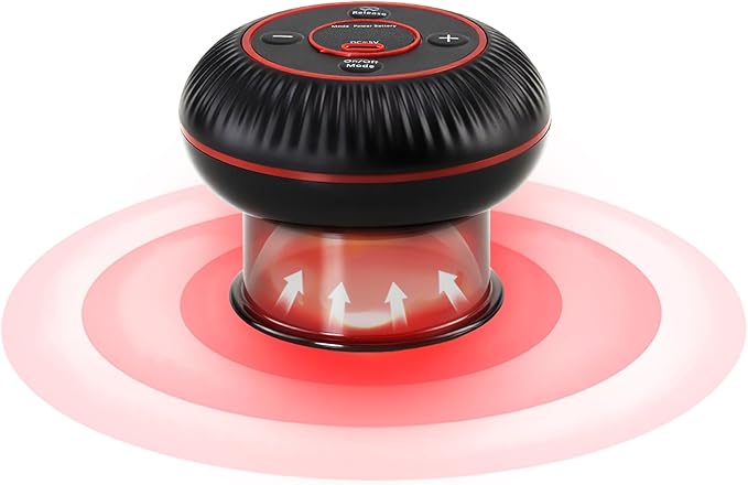 Cupping Kit for Massage Therapy - 4 in 1 Electric Cupping Therapy Set, 12 Levels of Suction Strength and Red Light Therapy for Targeted Pain Relief, Portable Electric Smart Cupping Device, Black