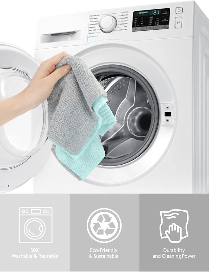 Fantasticlean Microfiber Cleaning Cloth Roll -40 Pack, Tear Away Microfiber Towels, 12" x 12", Reusable, Washable, Scratch Free, Ultra Absorbent Dish Rags for Car, Home, Garage or Shop (Blue)