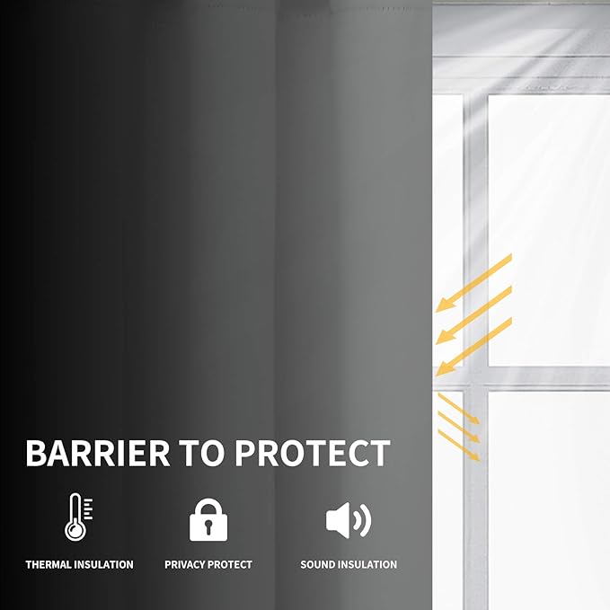 Easy-Going Blackout Curtains for Bedroom, Solid Thermal Insulated Grommet and Noise Reduction Window Drapes, Room Darkening Curtains for Living Room, 2 Panels (52x108 in,Light Gray)