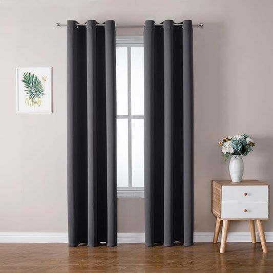 ChrisDowa Blackout Curtains 78 inches Long for Bedroom - 2 Panels Set Grommet Thermal Insulated Room Darkening Curtains for Living Room (Dark Grey, 42 x 78 Inch)