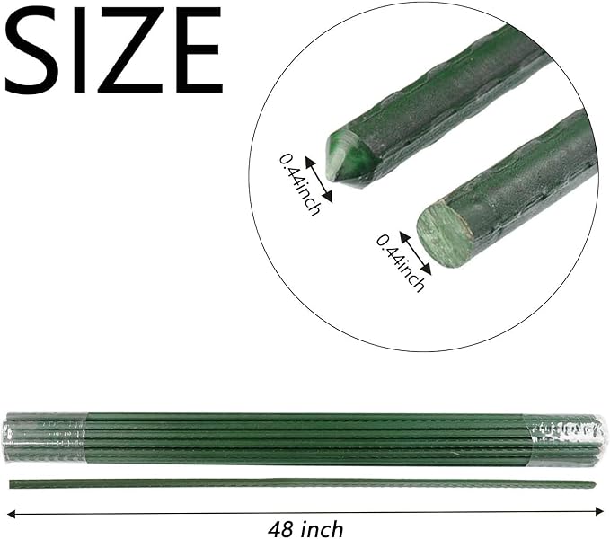 Garden Plant Stakes 48 Inch 4Ft Steel Plant Stick Support, 25 Pack Tomato Stakes for Growing Climbing Plants, Potted Plants, Tomatoes, Trees, Cucumber, Beans, Fences Poles