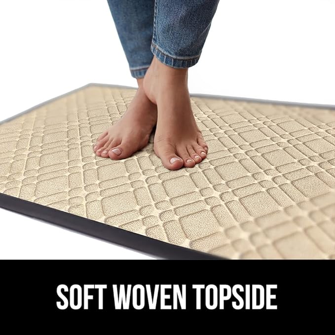 GORILLA GRIP 100% Waterproof All-Season WeatherMax Doormat 35x23, US Designed Natural Rubber, Stain and Fade Resistant, Low Profile Indoor Outdoor Door Mats, Easy Clean Patio Mat, Modern Latte