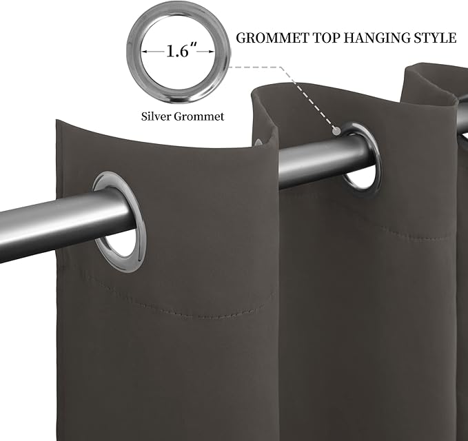 Easy-Going Blackout Curtains for Bedroom, Solid Thermal Insulated Grommet and Noise Reduction Window Drapes, Room Darkening Curtains for Living Room, 2 Panels (52x96 in,Taupe)