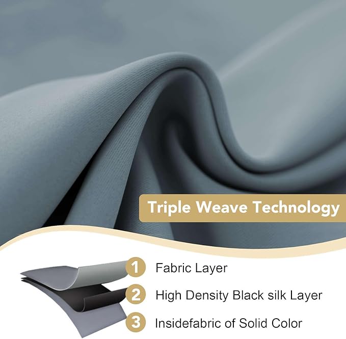 H.VERSAILTEX Elegant Thermal Insulated Blackout Curtains - Nickel Grommet Window Drapes for Living Room/Bedroom - Stone Blue - 52" W x 72" L - (Set of 2 Panels)