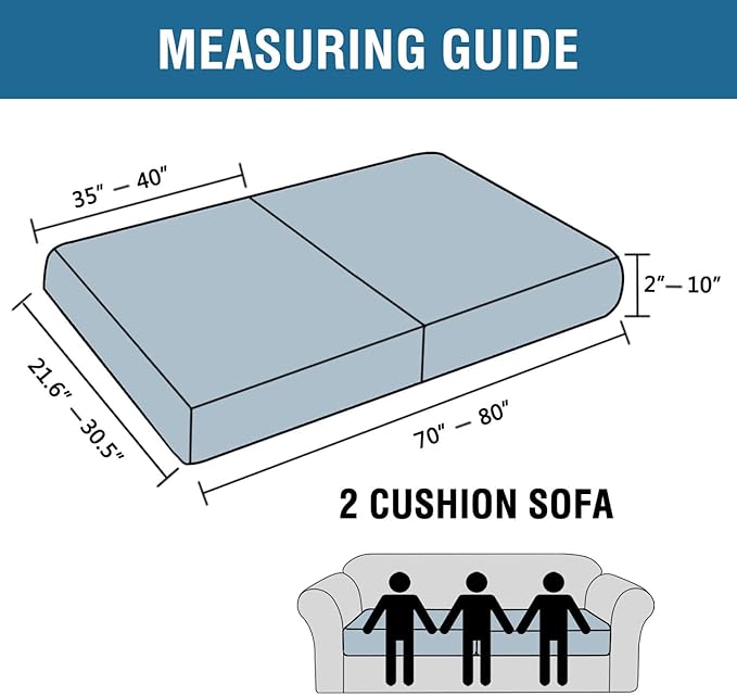 H.VERSAILTEX Super Stretch Individual Seat Covers - Sofa & Couch Cushion Slipcover Sets (Thick Jacquard Textured Twill Fabric, Deep Teal) - 2 Piece Large