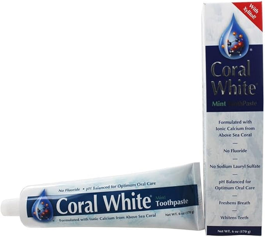 Coral White - Coral White Mint Toothpaste Natural Fluoride SLS Free Coral Calcium Remineralizing Toothpaste 4 Ounce