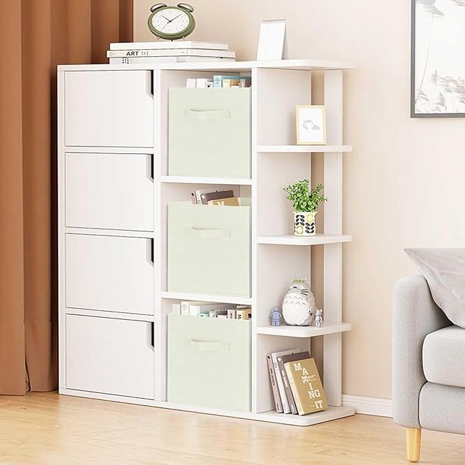 GhvyenntteS Storage Cubes, 11 Inch Cube Storage Bins with Dual Handles, Collapsible Fabric Storage Bins for Shelves Closet, Storage Baskets for Organizing Clothes, Bedding, Toys, Books (6 Pack, Beige)