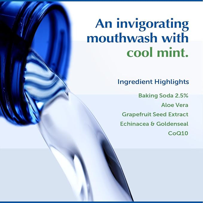 Eco-Dent Alcohol-Free Mouthwash, Mint - Ultimate Essential MouthCare, Oral Care Mouth Wash for Adults, Baking Soda Mouth Rinse with CoQ10/Herbs/Essential Oils, 8 Fl Oz (Pack of 2)